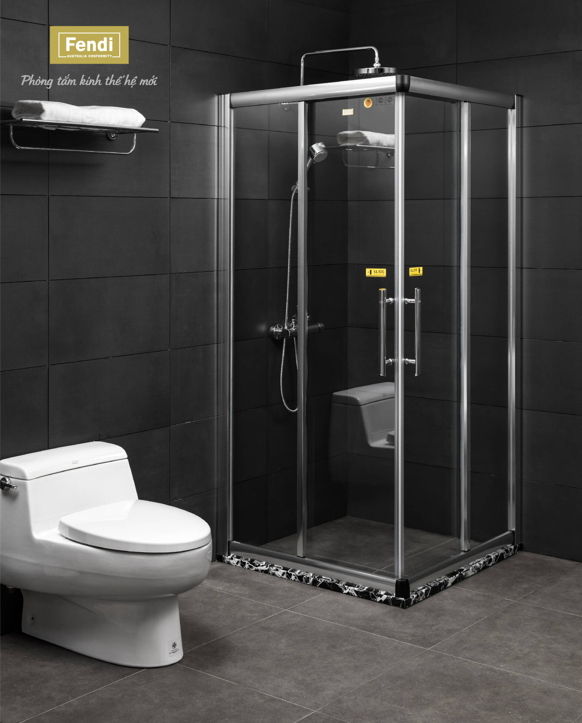 Phòng tắm kính Fendi hợp chuẩn Úc về kết cấu an toàn cho kính nên tạo cảm giác yên tâm cho người dùng khi sử dụng